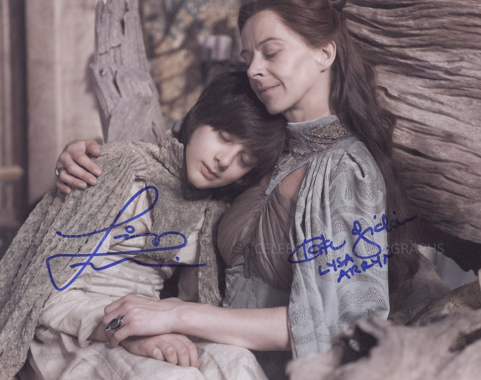 KATE DICKIE &amp; LINO FACIOLI as Lysa and Robin Arryn - Game Of Thrones